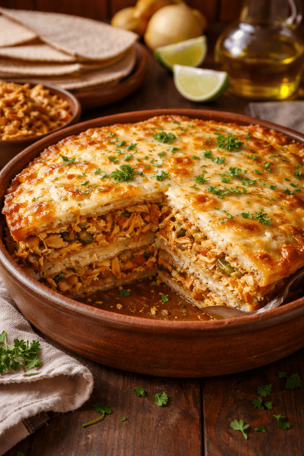 Pastelón de pollo y casabe